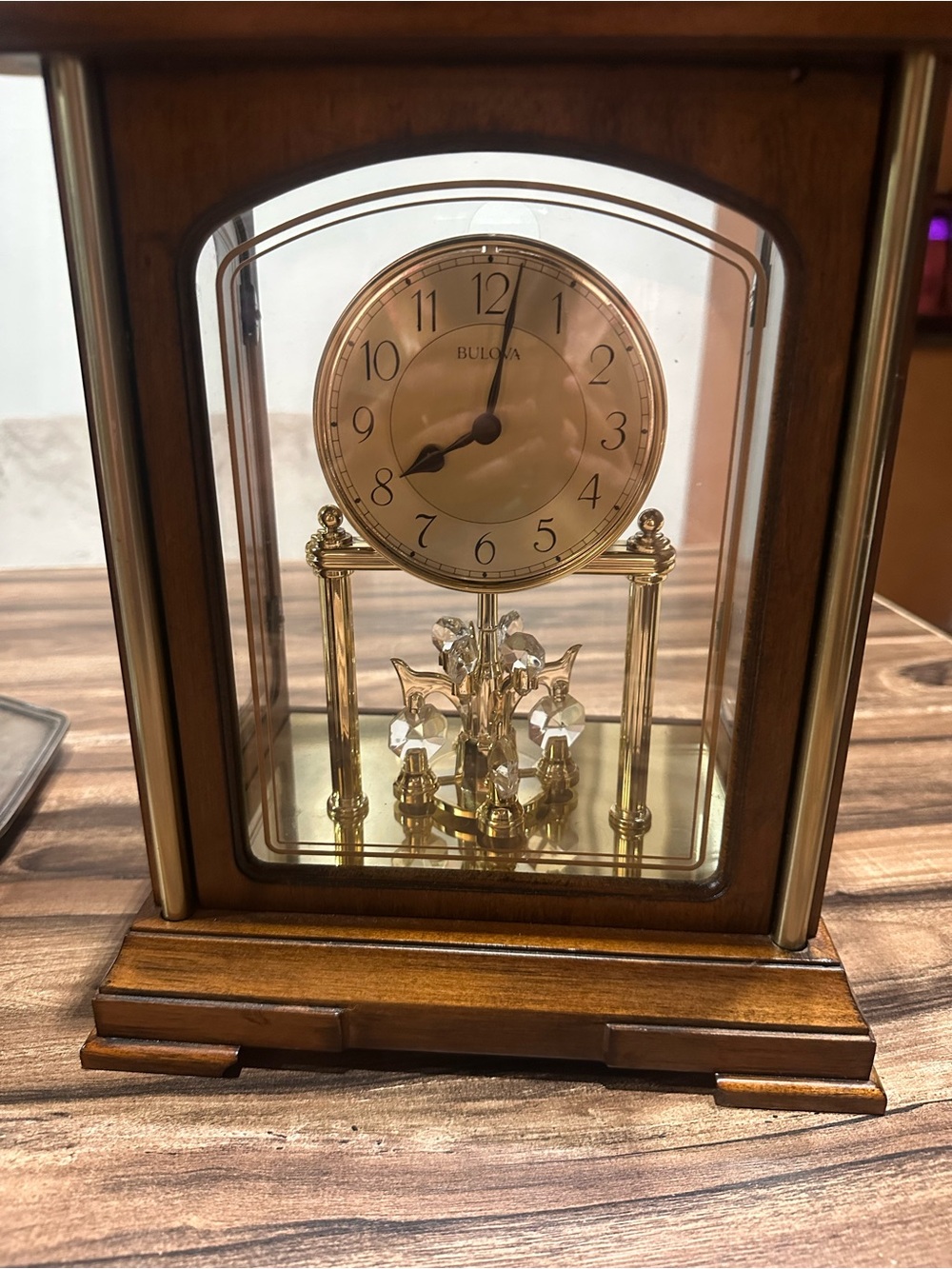 Retired Bulova B1846 Westport Strike & Chime Mantel Clock, Brown Cherry
